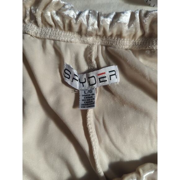 Spyder Pajamas Loungewear Ivory Velour Shiny L Women’s Comfy - Picture 8 of 9